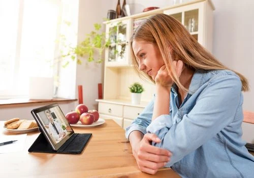 A telehealth consultation with a licensed physician
